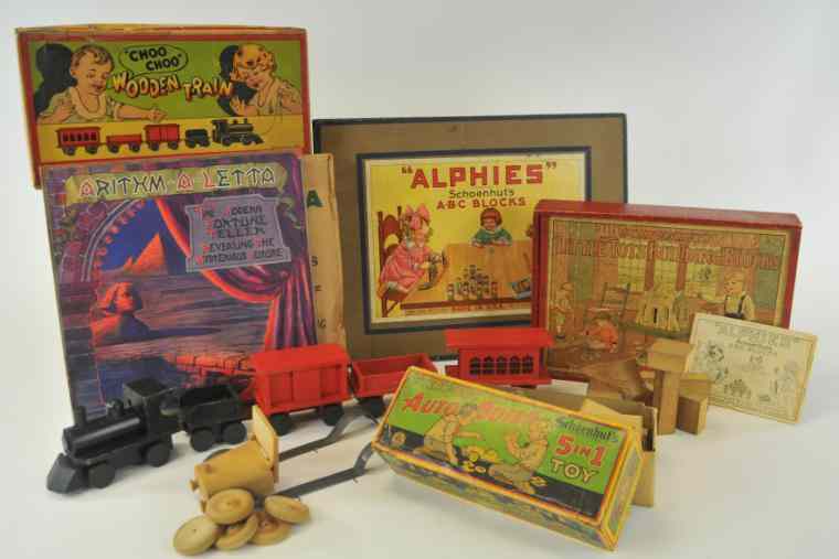 Appraisal: a SCHOENHUT GAMES LOT Includes Schoenhut All Wood Train set