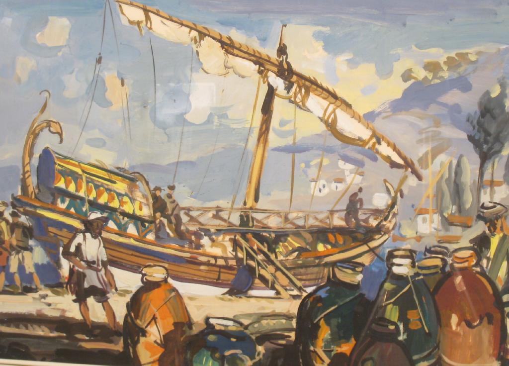 Appraisal: ATTRIBUTED TO COLIN WILCOX African Landing Point gouache and other