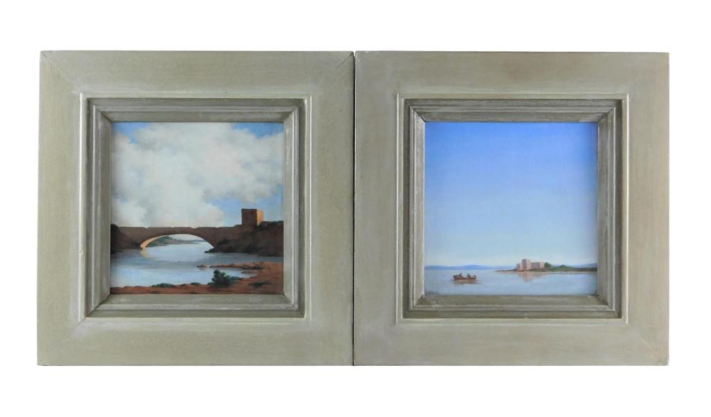 Appraisal: Pair of th C Italian landscape paintings details include oil