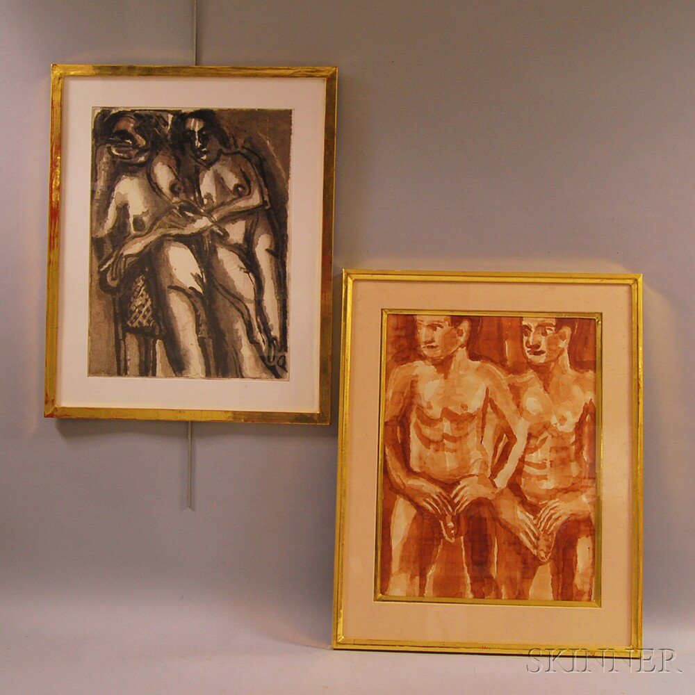 Appraisal: Donald C Kelley American b Two Figure Studies One signed