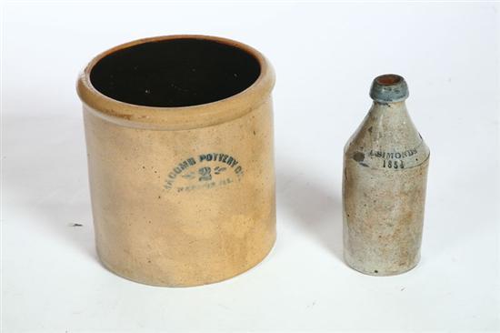 Appraisal: TWO PIECES OF STONEWARE Mid th century Includes a bottle