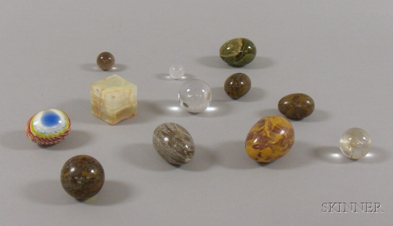 Appraisal: Approximately Nine Assorted Stone and Glass Eggs and Spheres