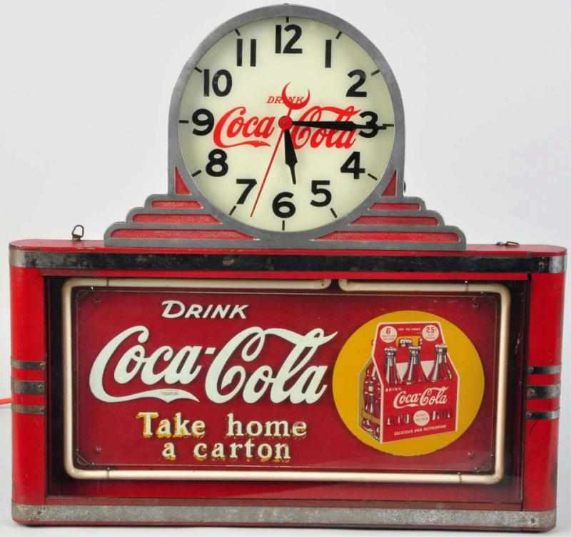 Appraisal: Coca-Cola Neon Light-Up Counter Clock Both the top and bottom