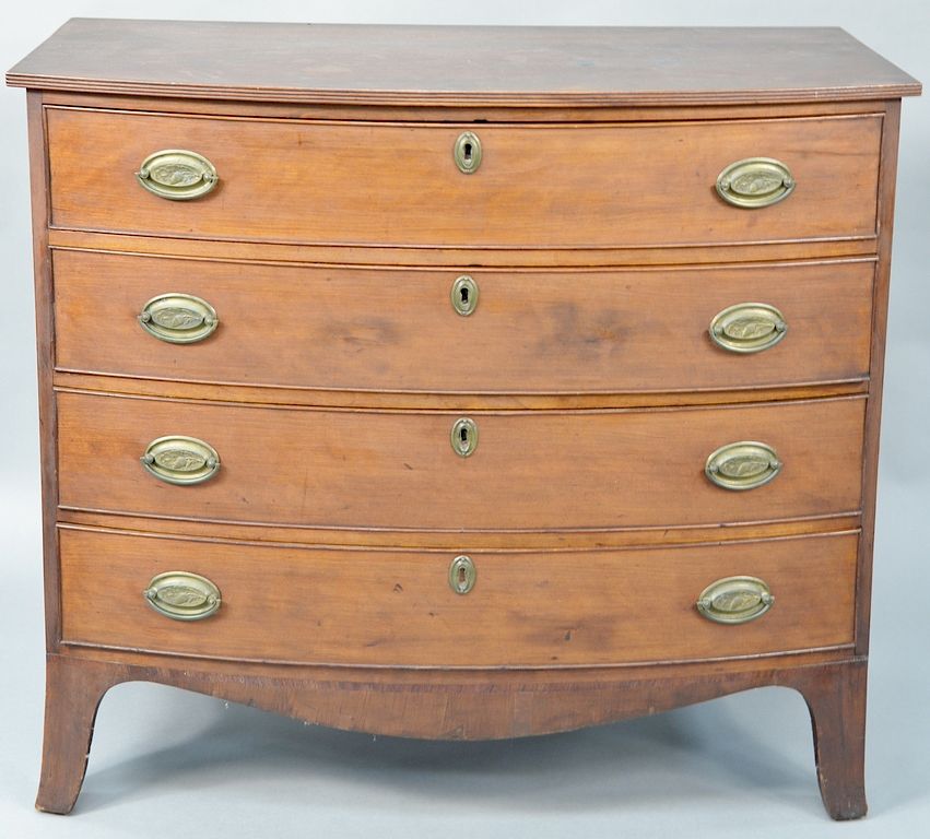 Appraisal: Federal Cherry chest having bowied front top with reeded edges