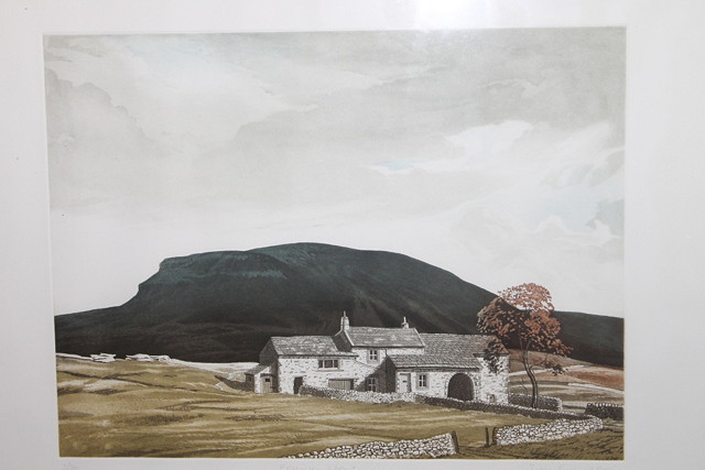 Appraisal: After Simon BullA country cottage lithograph signed on the mount