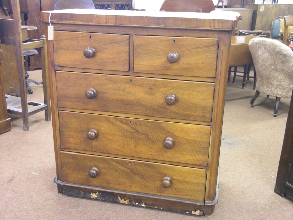 Appraisal: A late Victorian walnut bedroom chest two short and three