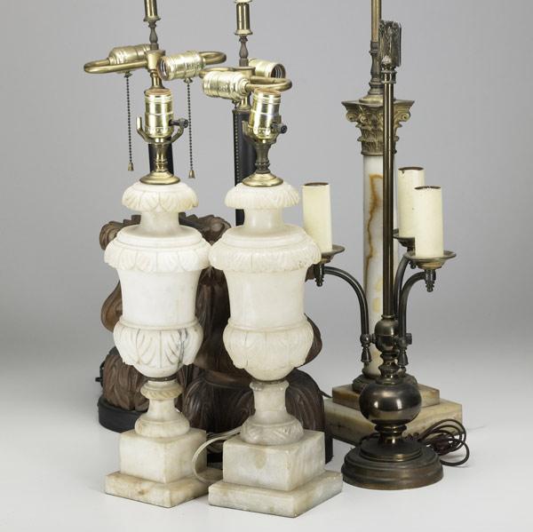 Appraisal: DECORATIVE LIGHTING Grouping of six table lamps th th C