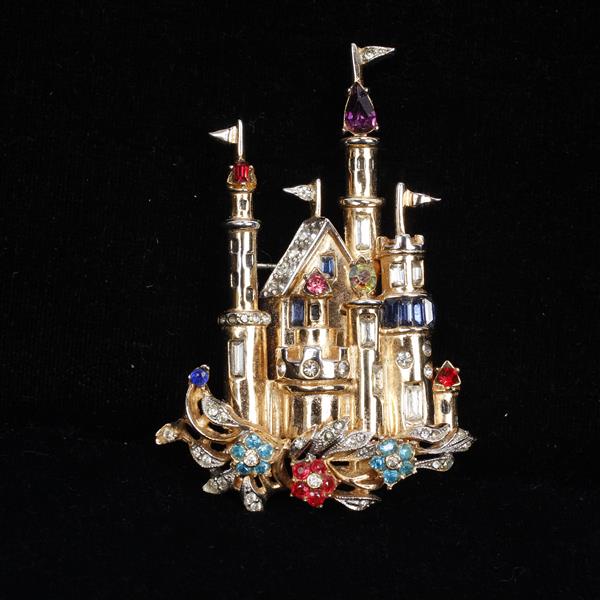 Appraisal: Coro Large Gold Multicolor Jewels and Flowers Fantasy Castle with