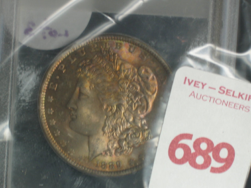 Appraisal: SILVER MORGAN DOLLAR AGS MS- Exquisite rainbow toning front and