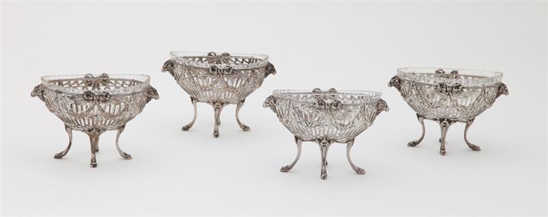 Appraisal: SET OF FOUR FRENCH SILVER BON BON DISH HOLDERS WITH