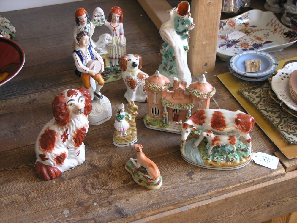 Appraisal: Nine various Victorian Staffordshire ornaments including a cow and calf