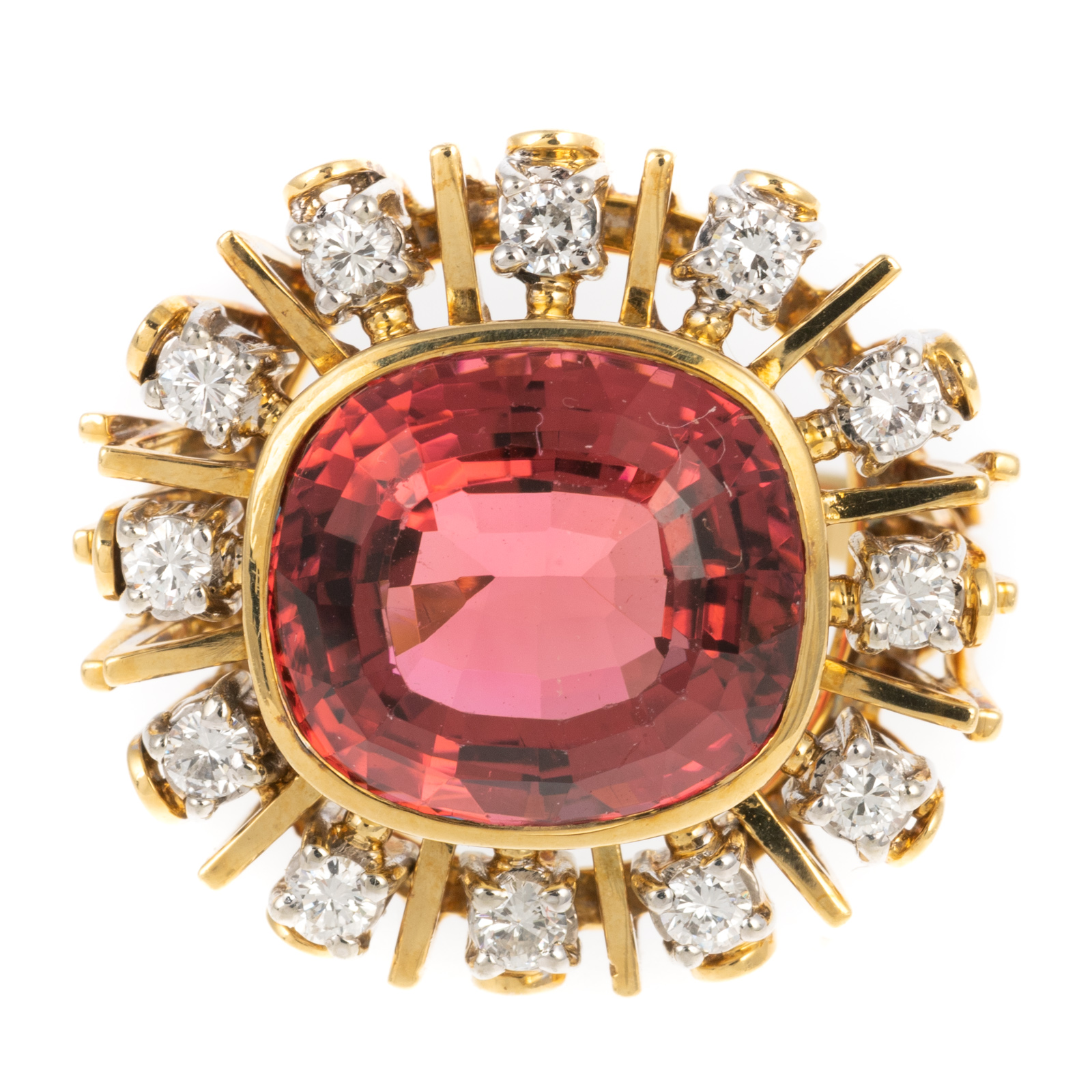 Appraisal: A PINK TOURMALINE DIAMOND RING IN K K yellow gold