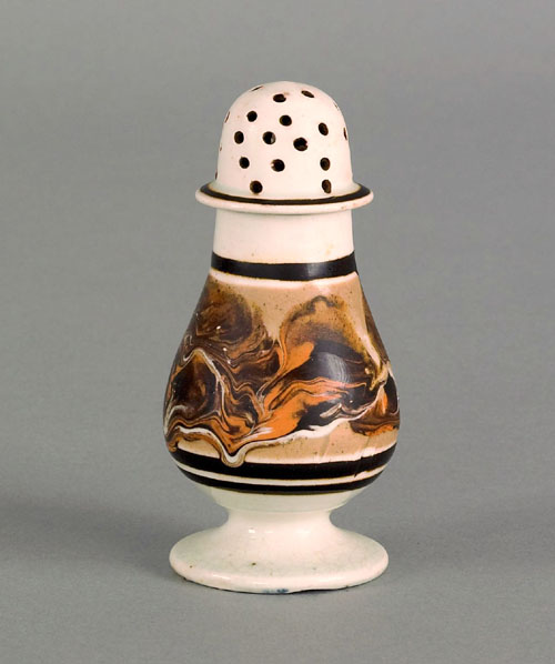 Appraisal: Mocha pepper pot th c with marbleized decoration h