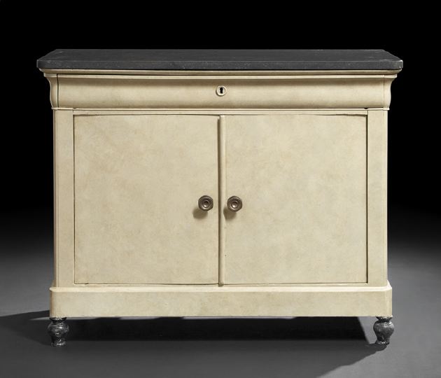 Appraisal: Restauration Painted Mahogany and Marble-Top Cabinet mid- th century the