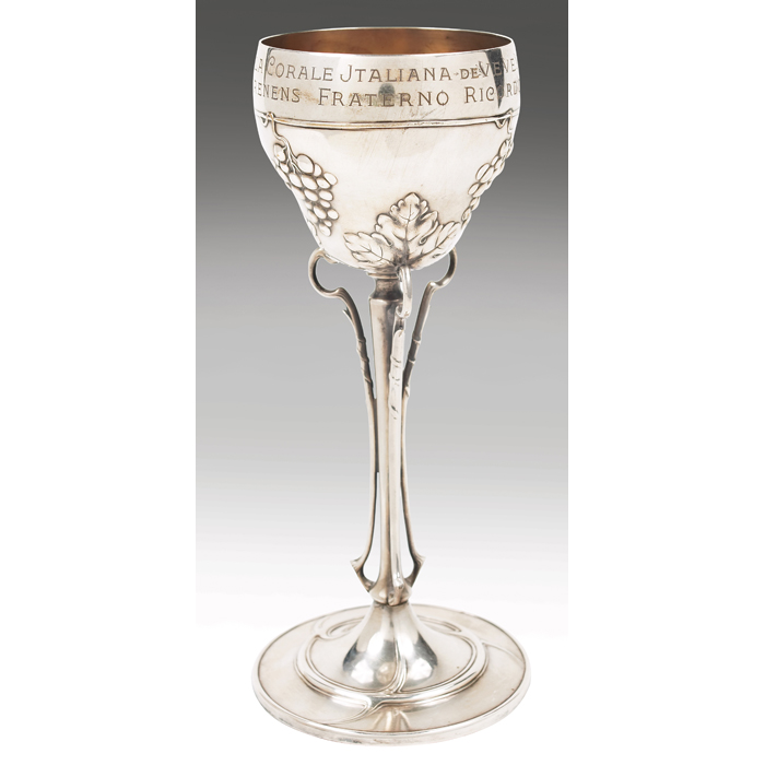 Appraisal: WMF chalice leaf and berry motif in silver plating with