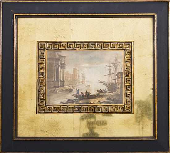 Appraisal: Italian school th century PAIR OF VENETIAN HARBOR SCENES hand-colored