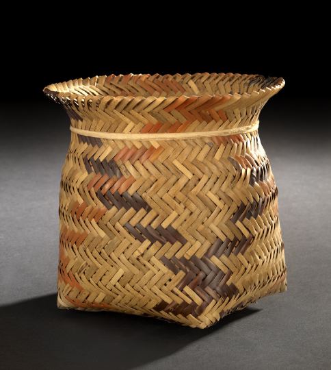 Appraisal: Choctaw Storage Basket early th century the double-weave basket of