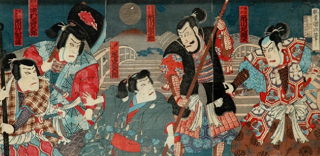 Appraisal: Toyokuni III Kunisada Japanese - Kabuki Actors coloured woodblock triptych