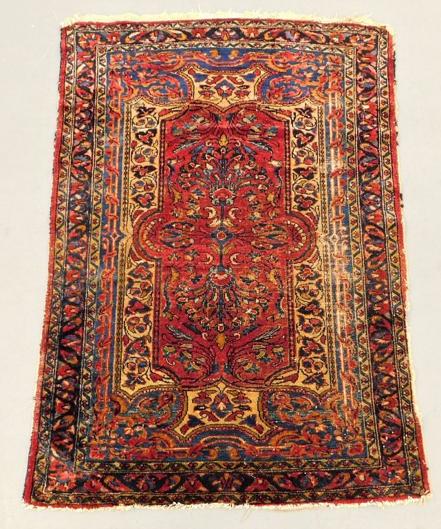 Appraisal: Red Hamadan Floral Rug Middle East th Century Blue ivory