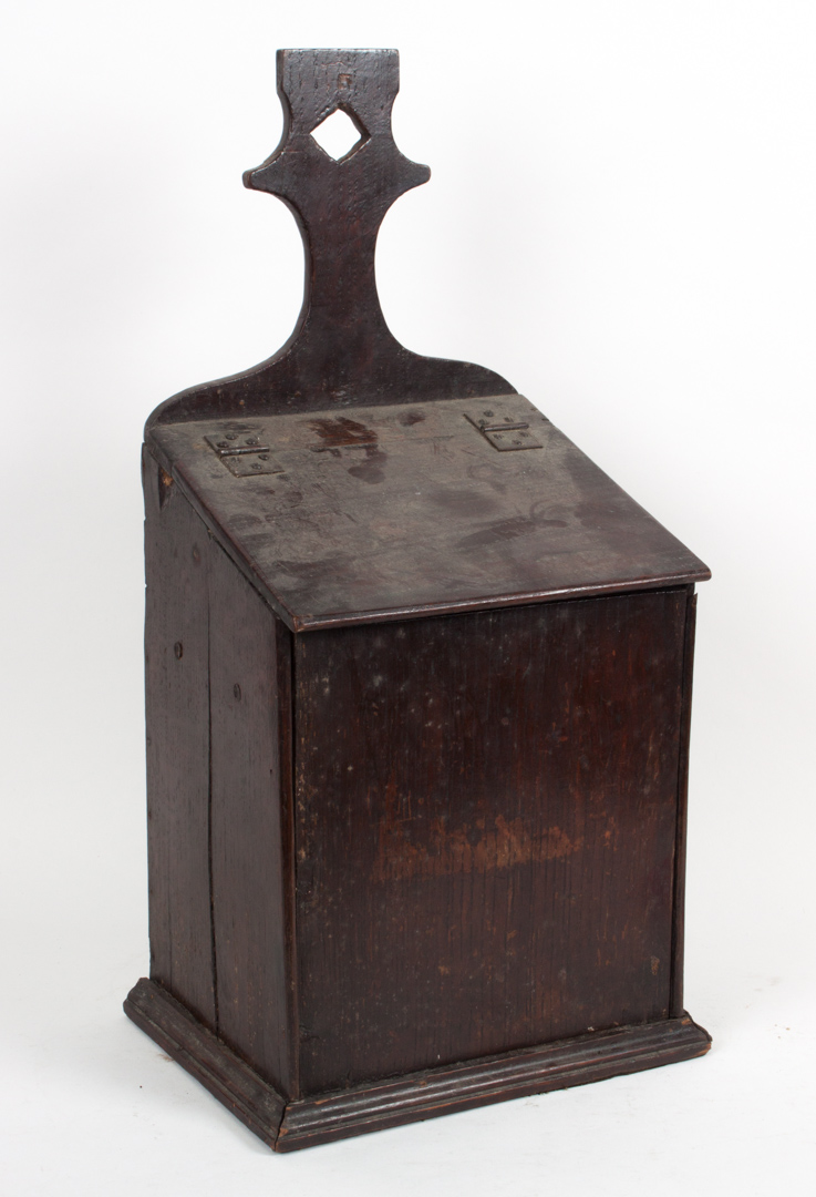 Appraisal: George III oak candle box late th century with hinged