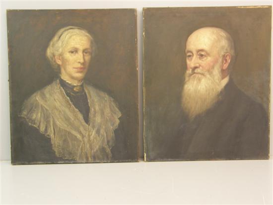 Appraisal: Pair of th century portraits of a bearded man and