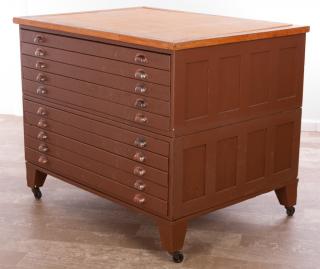 Appraisal: Stacking Flat File Print Storage Cabinet Ten drawer wood flat