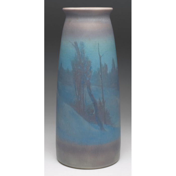 Appraisal: Large Rookwood vase Vellum glaze with a finely painted landscape