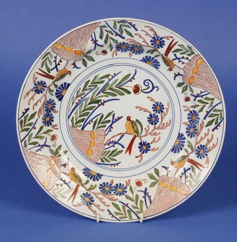 Appraisal: A DELFT POLYCHROME CHARGER th century painted in the Oriental