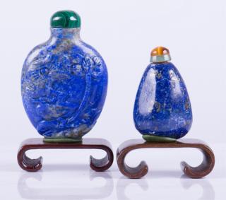 Appraisal: Chinese th C Lapis Lazuli Snuff Bottles Two One a