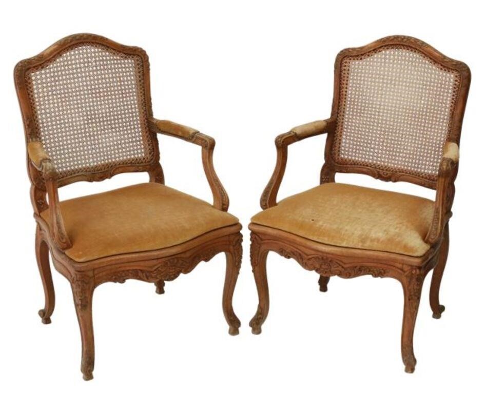 Appraisal: lot of Louis XV style armchairs having floral carved frame