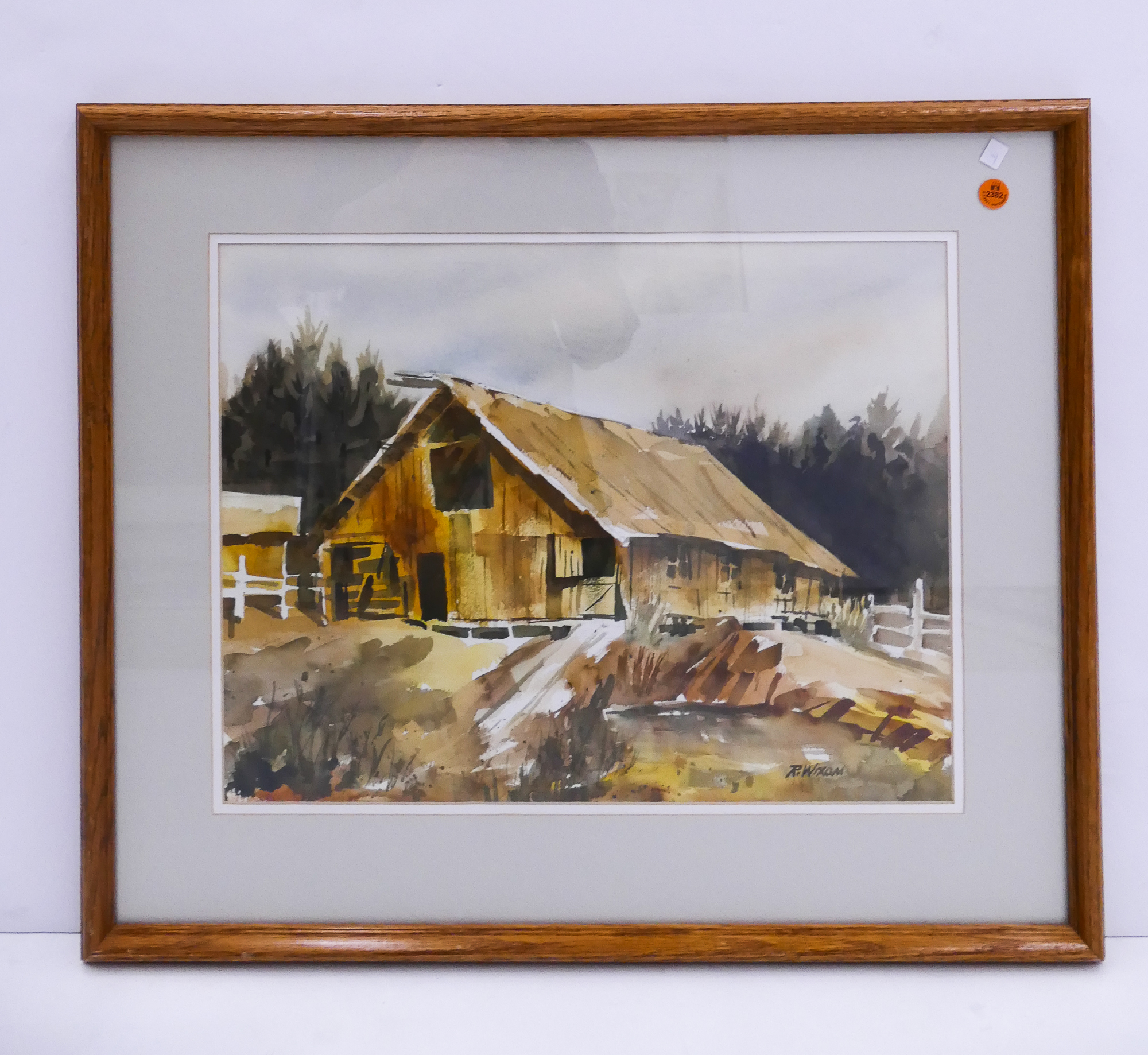 Appraisal: Robert Wixom NW Barn Watercolor Framed- x ''