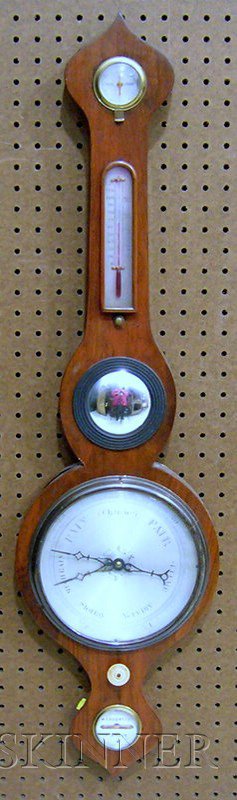 Appraisal: English Mahogany Wheel Barometer mid- th century with spade-shaped upper