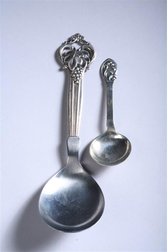 Appraisal: TWO DANISH STERLING SILVER SPOONS Jens Sigsgaard assay mark One