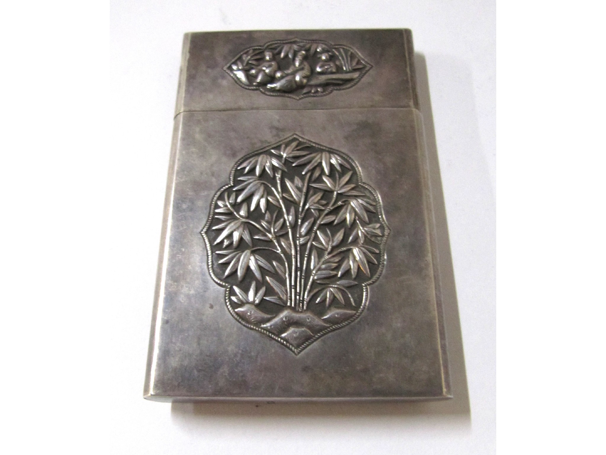 Appraisal: An Eastern white metal card case