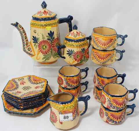 Appraisal: Henriot Quimper Coffee Set decorated with Flowers etc