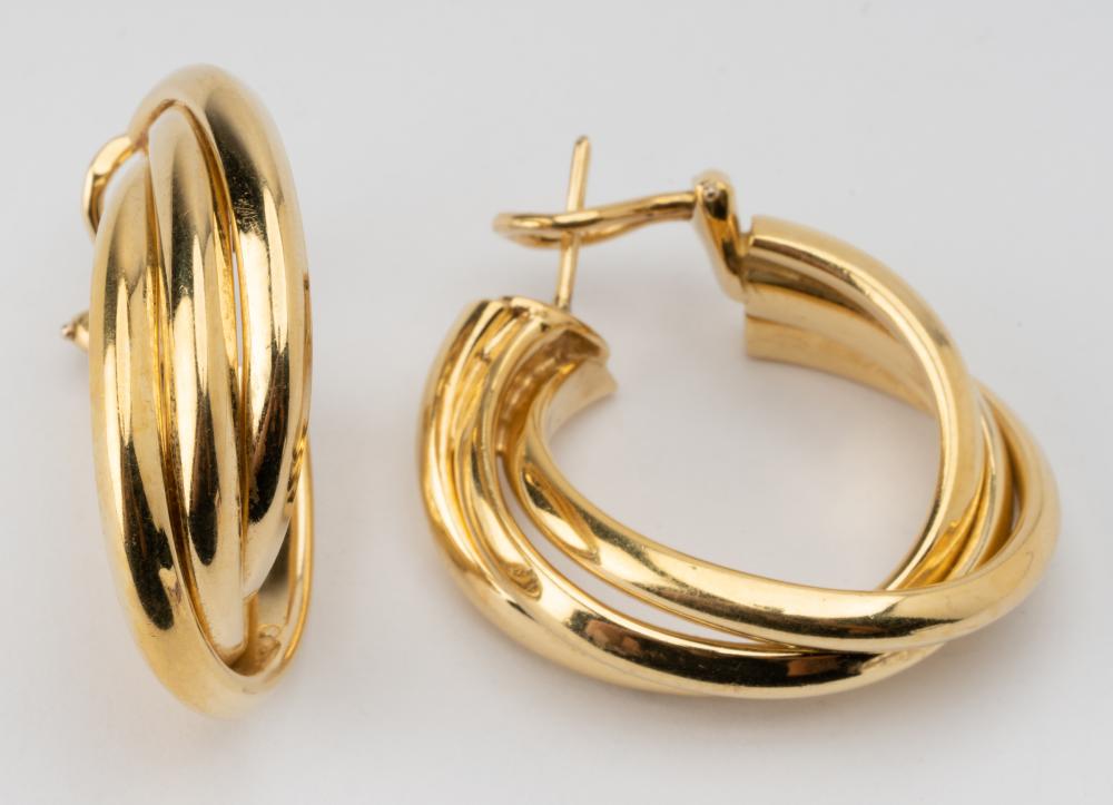 Appraisal: PAIR OF KARAT YELLOW GOLD TWIST HOOP EARRINGS x mm