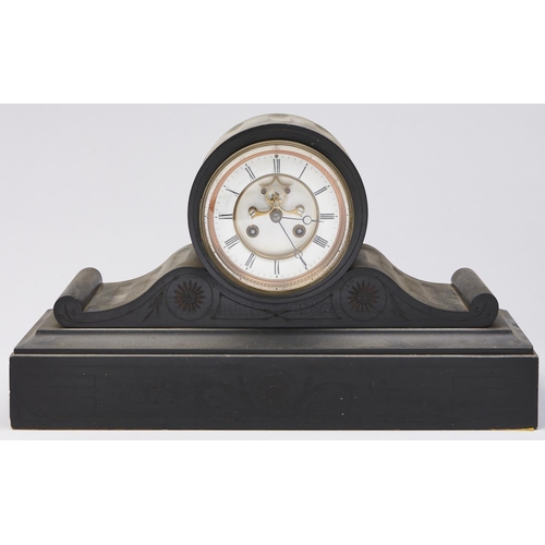 Appraisal: A French nero belge mantle clock late th c with