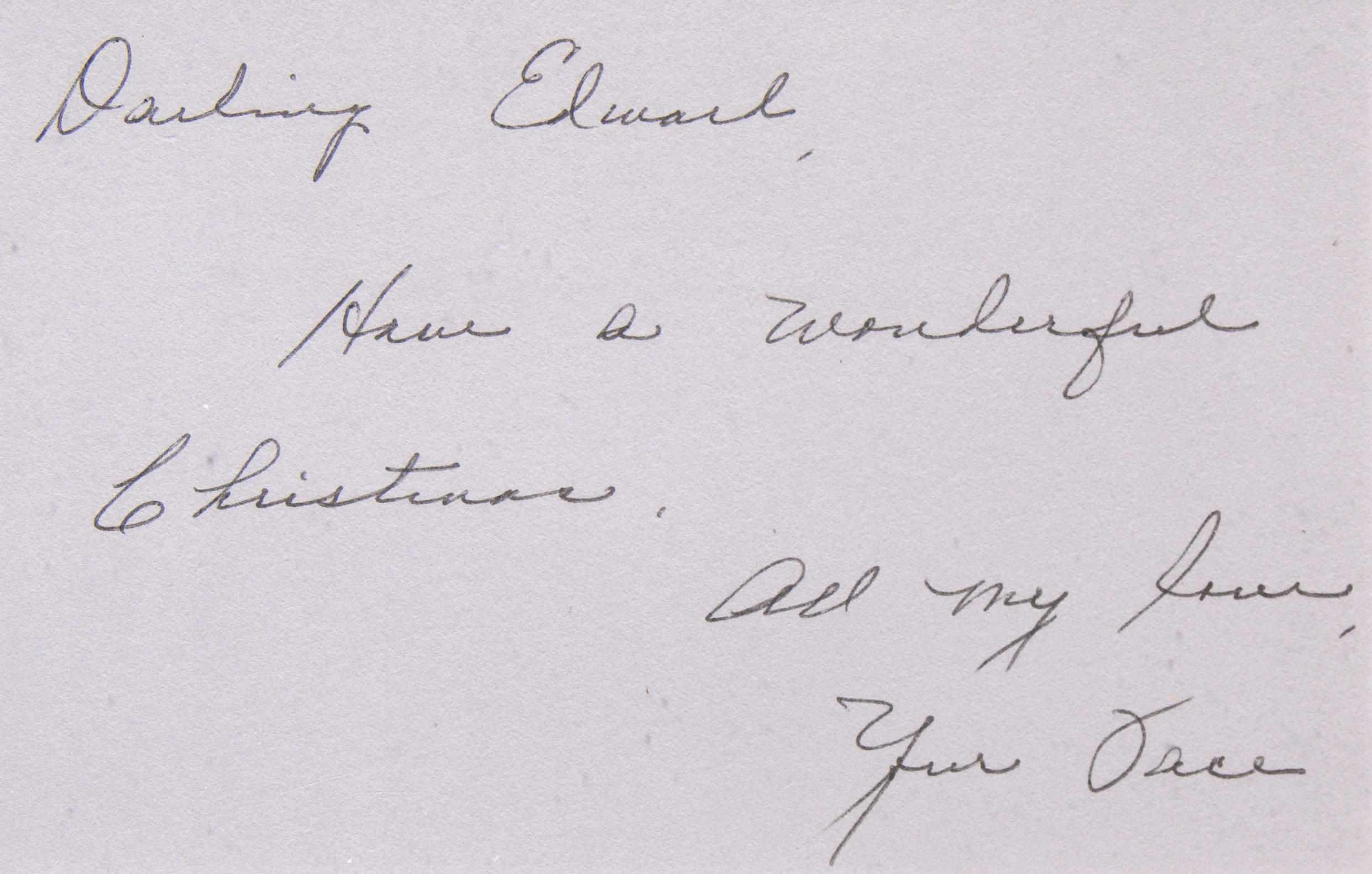 Appraisal: Elizabeth Taylor handwritten note A correspondence card with handwritten note