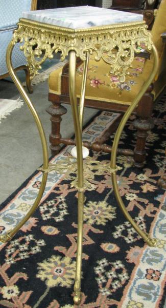 Appraisal: Ornate Cast Metal Victorian Fern Stand with marble top and