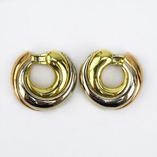 Appraisal: Cartier Tri-Color Karat Gold Large C Hoop Clip On Earrings