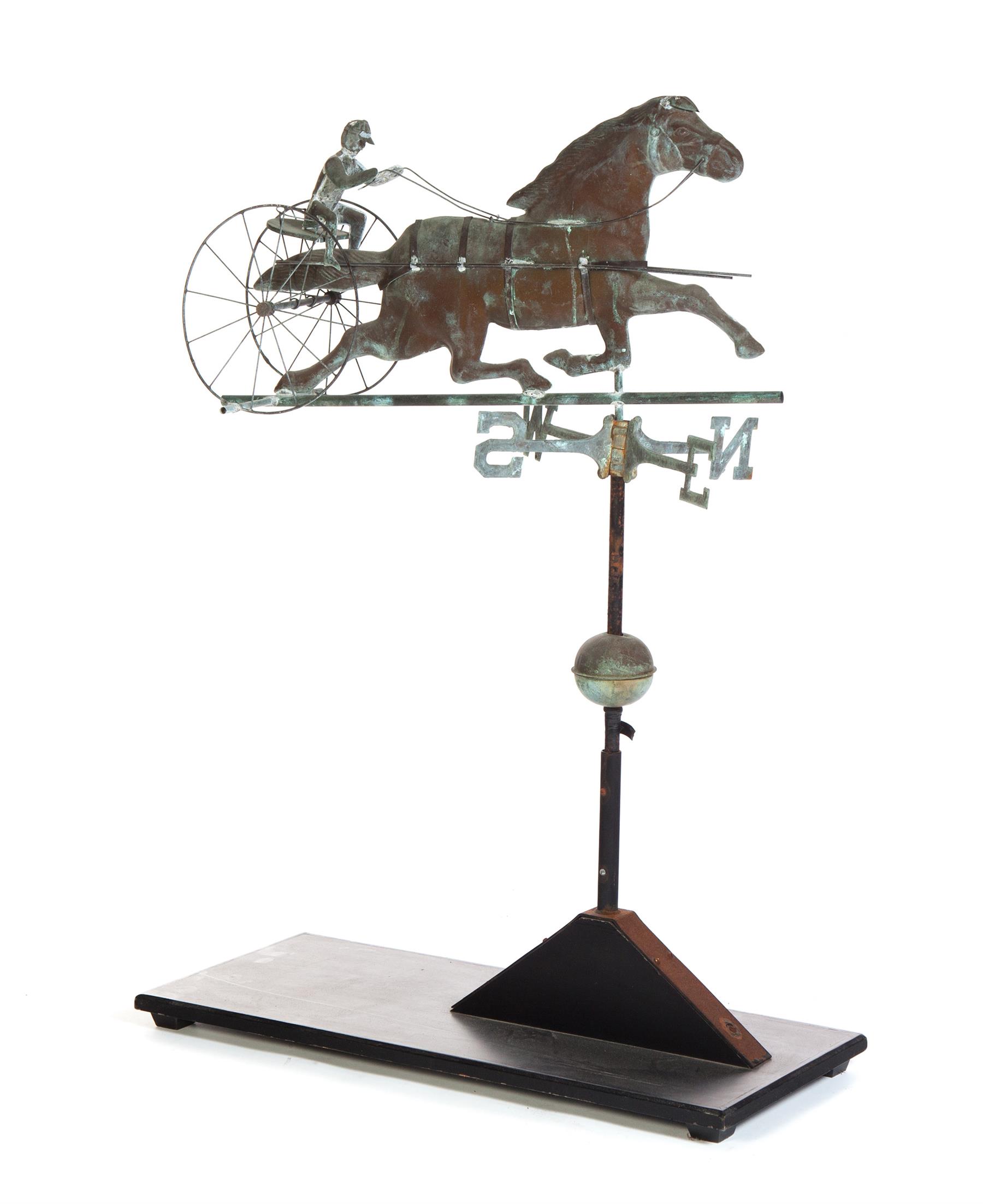 Appraisal: HORSE AND RIDER DIRECTIONAL WEATHERVANE American th century Cutout of