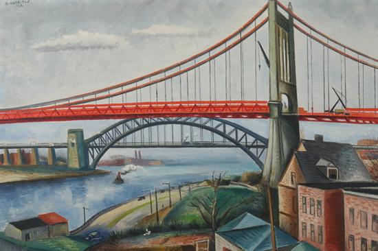 Appraisal: ABRAHAM HARRITON American b TRIBORO BRIDGE NEW YORK signed and