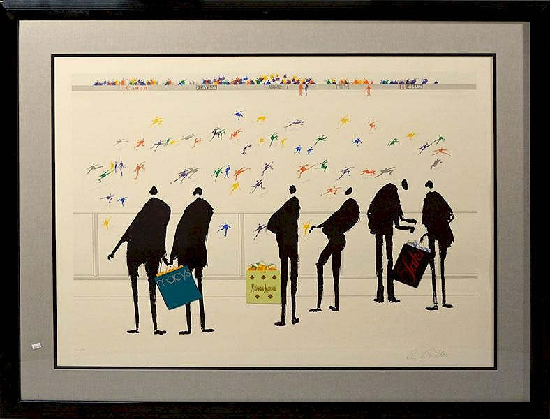 Appraisal: Serigraph Leo Posillico Leo Posillico Shoppers serigraph pencil signed and