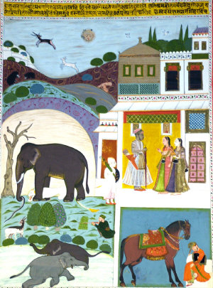 Appraisal: An Indian Miniature Painting depicting a scene from the Barahmasa