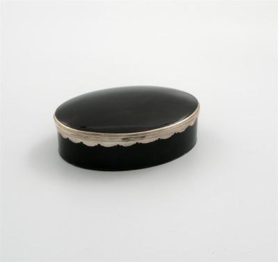 Appraisal: An th century silver mounted tobacoo box unmarked oval form