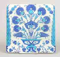 Appraisal: Iznik Tile Turkish th Century Square stone paste tile with