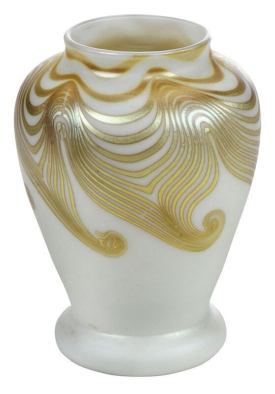 Appraisal: Rare Steuben Aurene Art Glass Cabinet Vase attributed to Frederick