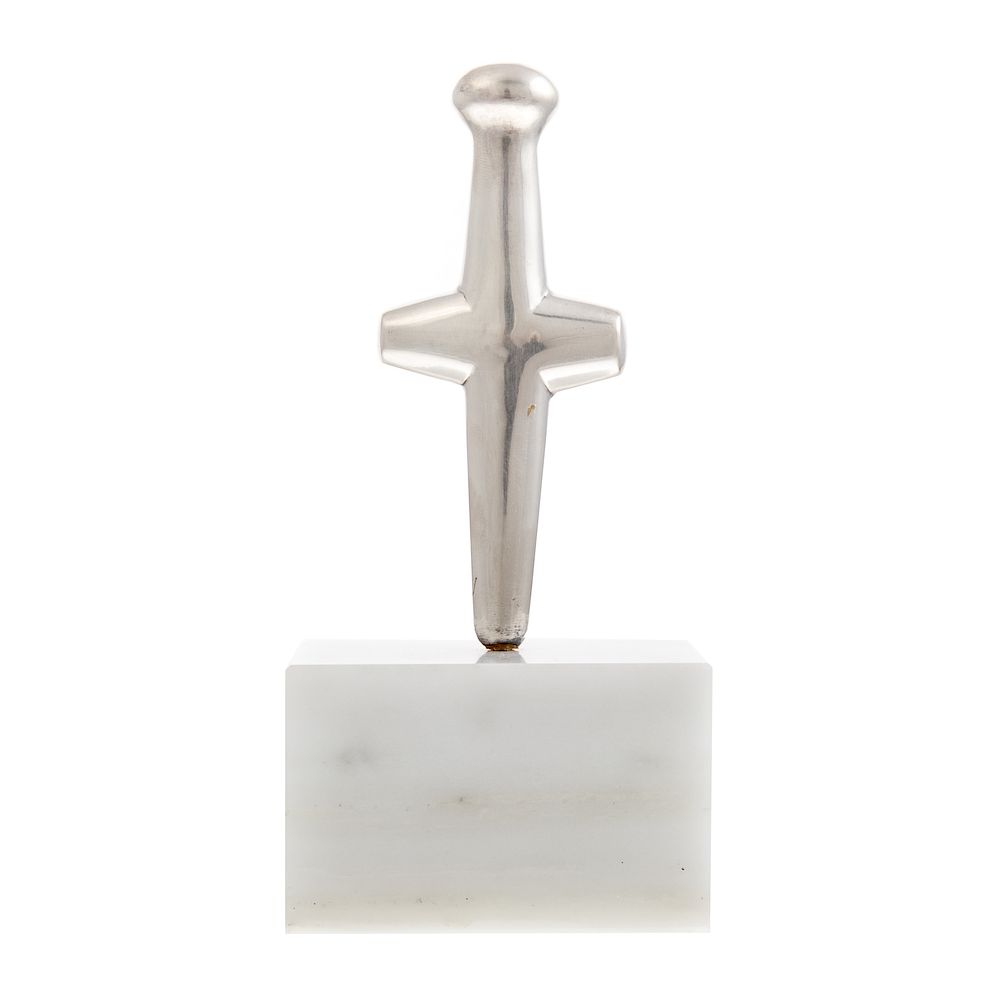 Appraisal: Ilias Lalaounis Sterling Cycladic Statuette On a Pentelic marble base