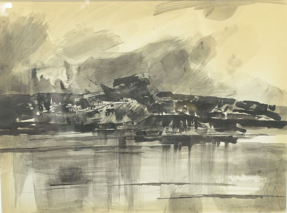 Appraisal: Paul Zimmerman American - dark landscape ink wash on paper