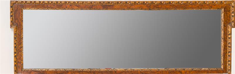 Appraisal: GEORGE II STYLE BURL WALNUT AND PARCEL-GILT OVERMANTLE MIRROR x